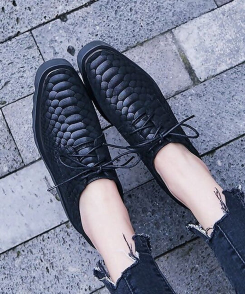 Embossed Platform Oxford Shoes